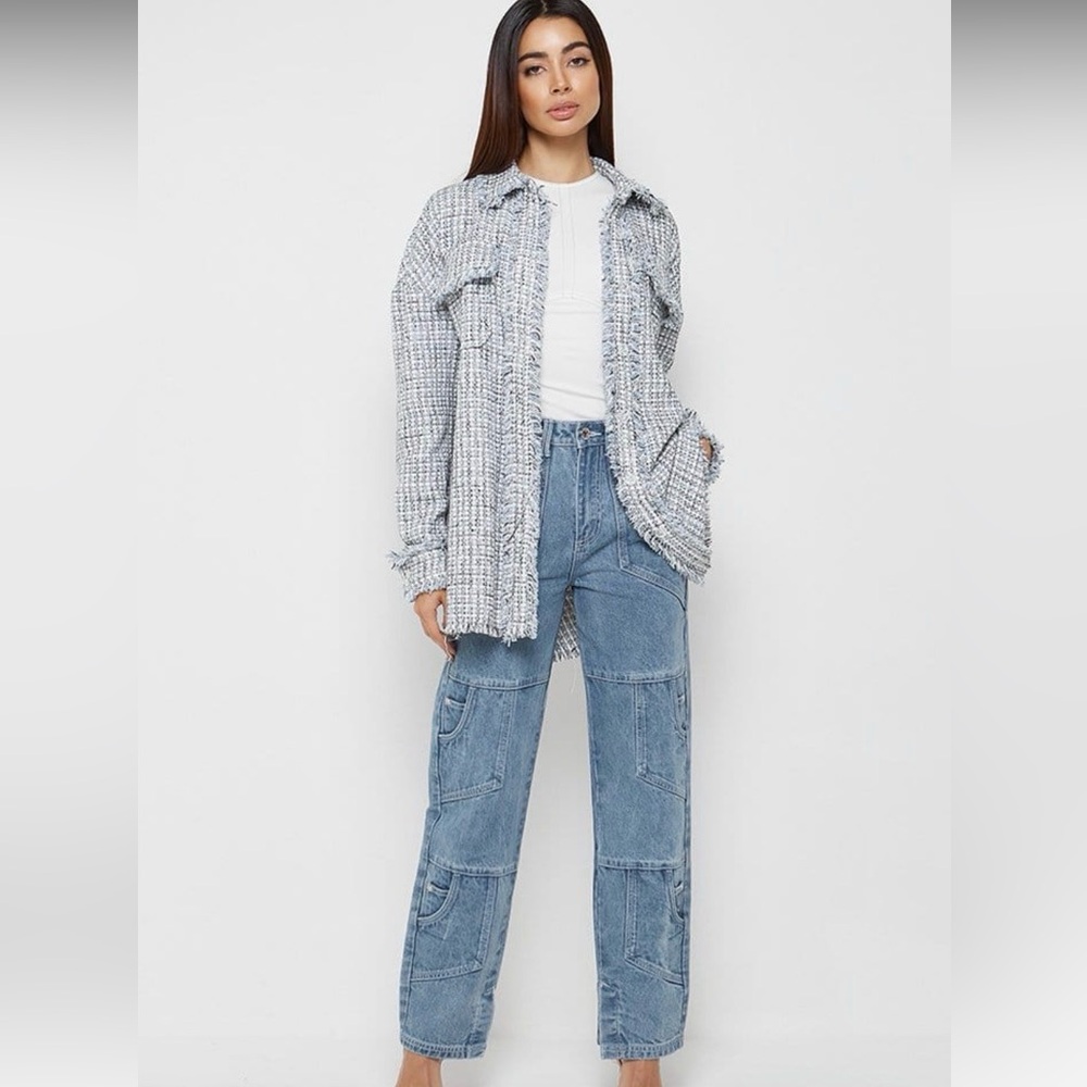 OVERSIZED BOUCLE SHIRT - BLUE (10)